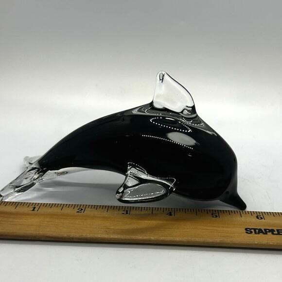 Glass Orca Paperweight Sculpture Art Glass Killer Whale Marine Beach Ocean Art - Picture 7 of 7